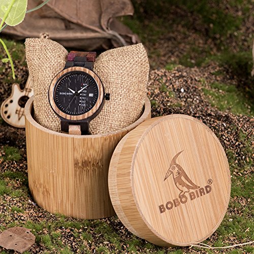 BOBO BIRD Women Wood Watches Colorful Wood WristWatches Week & Date Display Multifunction Handmade Quartz Watch Sport Chronograph Unique Wristwatch BOBO BIRD