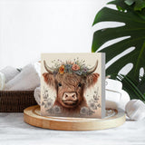 Highland Cow Wooden Box Sign Decor Desk Sign, Baby Highland Cow Nursery Decor, Western Decor, Highland Cow Gifts, Home Office Decor Rustic Farmhouse Square Desk Decor Sign for Shelf Krollma