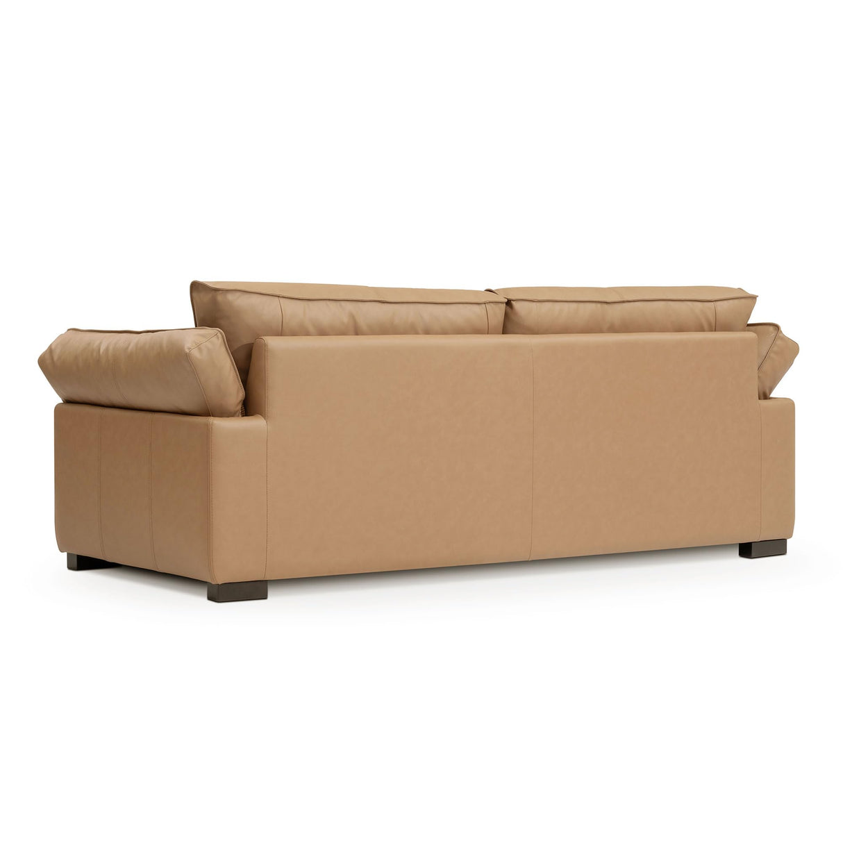 86.61-Inch Leather Sofa Couch, DREMODERN Mid-Century Modern Genuine Leather Couch with Extra Deep Seats for Living Room Apartment Office - Tan DREAMODERN