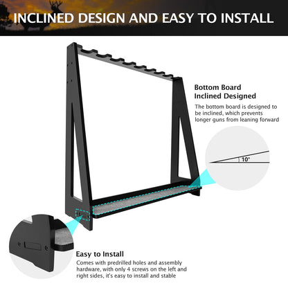 ikkle Gun Rack, Freestanding Rifle Racks, Heavy Duty Wooden Shotgun Rack Indoor, Adjustable Rifle Storage Holder with Soft Padding, Vertical Gun Display Stand - Holds up to 9 Long Guns - WoodArtSupply