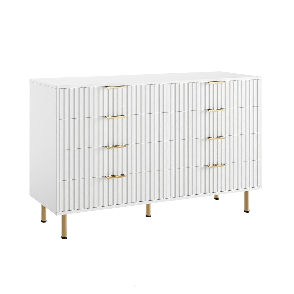 GarveeHome 8 Drawer Dresser for Bedroom, Fluted 55 in Wide Modern Chest of Drawers with Deep Drawers, Wooden Dresser Organizer for Living Room, Hallway, Kids Room, White GarveeHome
