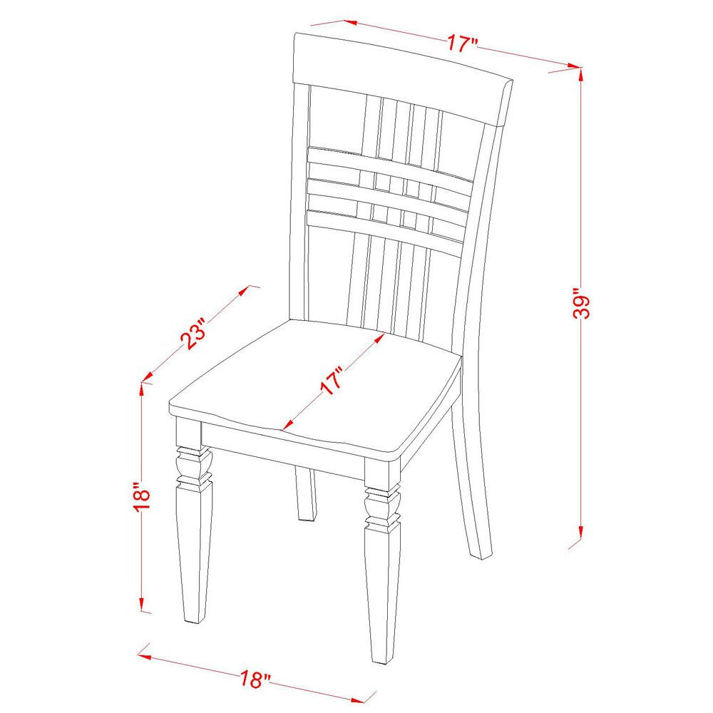 East West Furniture Logan Kitchen Dining Stylish Back Solid Wood Seat Chairs, Set of 2, Linen White - WoodArtSupply