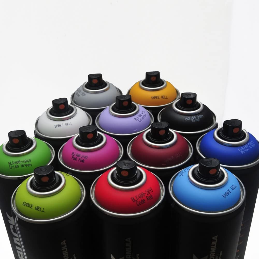 Montana Black 400ml Popular Colors Set of 12 Graffiti Street Art Mural Spray Paint Montana Black