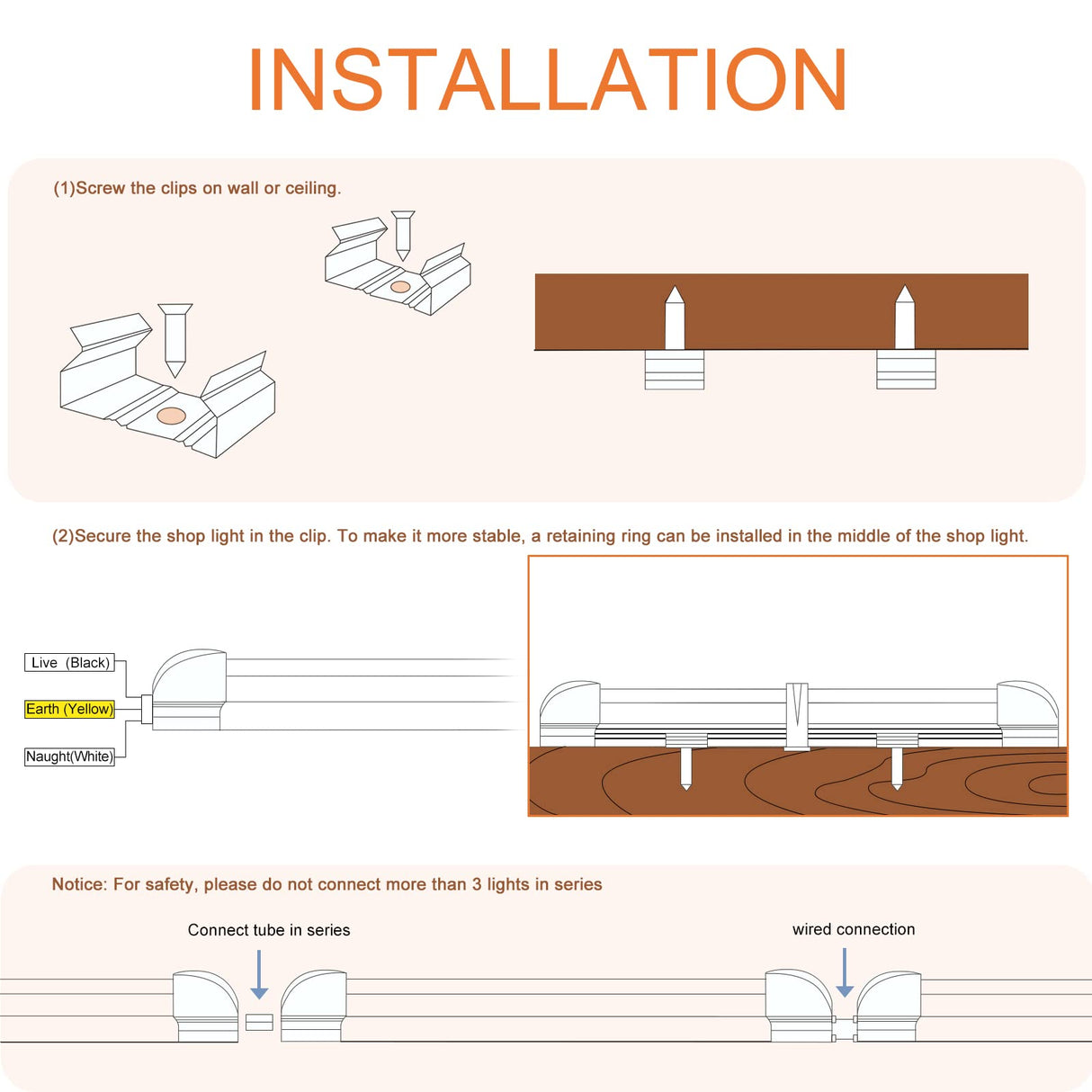 ONLYLUX 8ft LED Shop Light - 90W 12000lm 5000K, 8 Foot Led Shop Light Fixture, V Shape Bulbs for Garage, 8 ft Led Lights, Plug and Play (10 Pack) ONLYLUX