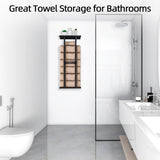 STWWO Bathroom Towel Storage Rack, Towel Racks for Bathroom Wall Mounted 30 inch with Shelf Can Holds 6 Large Towels, Wall Towel Rack for Rolled Towels, Black STWWO