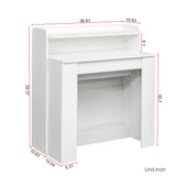 Extendable Dining Table with Storage 20"-98" Extendable Console Table Transformer Dining Table w/ Extension Leaves White Wood Rectangular Expandable Kitchen Table for 6 8 10 12 People Space Saving Henf