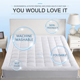 Queen Mattress Pad Cover Cooling Mattress Topper Pillow Top with Down Alternative Fill (8-21” Fitted Deep Pocket Queen Size) White oaskys