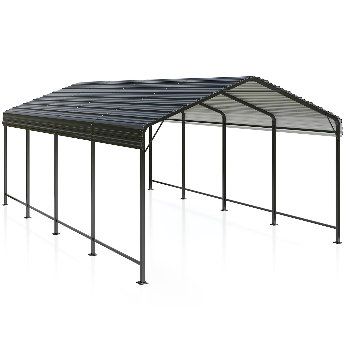 VIWAT Carport 12x20 FT Metal Carport with Enhanced Base Outdoor Heavy Duty Garage Galvanized Car Shelter for Pickup, Boat, Car and Tractors - WoodArtSupply