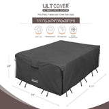 ULTCOVER 600D Tough Canvas Heavy Duty Rectangular Patio Table and Chair Cover - Waterproof Outdoor General Purpose Furniture Covers 111 x 74 inch, Black ULTCOVER