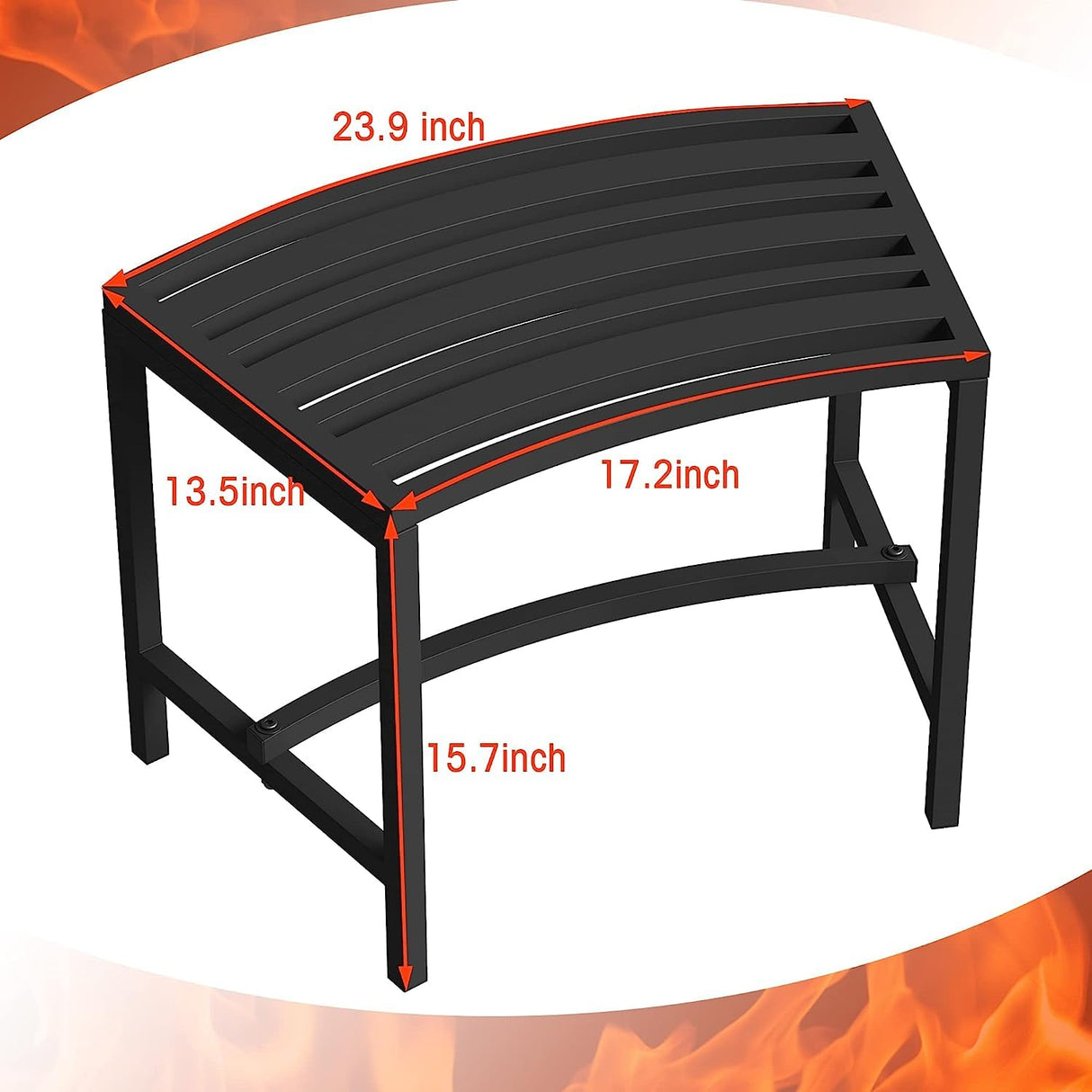Mingyall Heavy Duty Curved Fire Pit Bench Set of 4, Metal Outside Seating, Outdoor Steel Backless Benches for Garden, Patio, Porch, Backyard, Plant Stand Mingyall