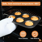 ASBAYSON 2 Packs Premium Steel Muffin Pan for Baking, Round Muffin Baking Pan, Baking Tray for Muffins, Cupcakes, Brownie(Black, 6 Cup) ASBAYSON