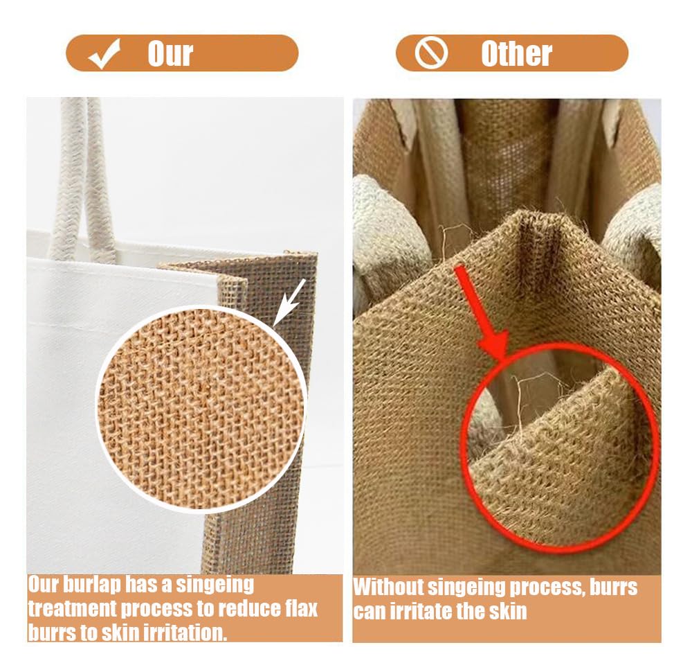 E-Found 20 Pack Burlap Tote Bags Jute Tote Bags Sublimation blank Tote Bags Reusable Water Resistant Beach Bag Blank Canvas Grocery Bag for Women Bridesmaid Wedding Gift DIY 12.6 x 8.3 x 5.1 Inch E-Found