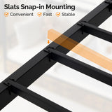 VINGLI Metal Bunk Bed Frame Twin Over Twin with LED Lights, Non-Slip Ladder, Full Length Guardrail, Charging Station, for Kids, Teens & Adults, Space-Saving, No Box Spring Needed, Black VINGLI