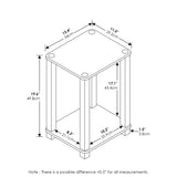 Furinno Simplistic 1-Tier End Side Night Stand/Bedside Table with Plastic Poles, Espresso/Black Furinno