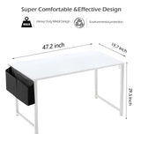 Lufeiya 47 inch White Office Computer Desk - Modern Simple Student Study Table for Home Office Bedroom Writing Desk Lufeiya