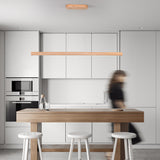 YISDESIGN 47" 36W 1-Light Wooden Led Linear Pendant Light Dimmable Led Chandelier Ceiling Hanging Light Fixtures Modern Chandeliers for Dining Room Kitchen Island Pool Table Lights Natural YISDESIGN