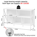 Horizontal Bookshelf,Industrial Modern 5 Cube Low Wide Cubby Bookcase,Long Wood and Metal Storage Organizer Open Shelf, Short Book Shelf Bedroom Storage for Home Office Living Room(White,5 Cube) Adompacat