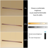 YISDESIGN 39" Wood Linear Pendant Light Modern LED Dimmable Ceiling Hanging Light Fixture Wood Linear Chandeliers 24w for Dining Room Kitchen Island Pool Table Bar Walnut Color (with Remote Control) YISDESIGN