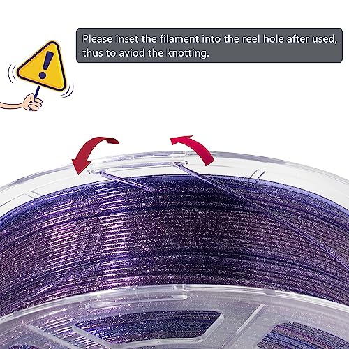 iSANMATE 3D Printer Filament Clear PLA, Multicolor Transparent Transition Glitter Filament, Gradient Purple Blue Multicolor PLA Filament, 3D Printing Filament 1KG/2.2lb, Blue Violet Galactic