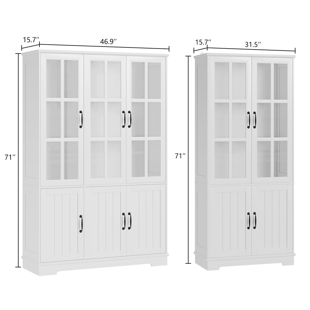LUXOAK 71" LED Storage Cabinet Set - Versatile Display & Organiser with Adjustable Shelves in White LUXOAK