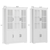 LUXOAK 71" LED Storage Cabinet Set - Versatile Display & Organiser with Adjustable Shelves in White LUXOAK