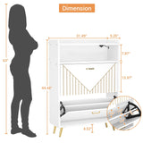 Aheaplus Shoe Cabinet with Flip Doors, Shoes Storage Organizer with Motion Sensor Led Light, Entryway Wood Freestanding Tipping Bucket Shoe Rack with Open Shelves for Closet, Living Room, White Aheaplus