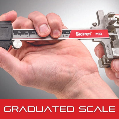 Starrett Stainless Steel Electronic Slide Caliper - 0-8" Range, .0005" Resolution, LCD Display, Fine Adjustment Thumb Wheel, in/mm Conversion - EC799A-8/200 - WoodArtSupply