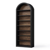 LITTLE TREE 8-Tier Bookcase, 78.7" Tall Bookshelf with Arched Top, Large Freestanding Wooden Open Bookcase Bookshelf, Modern Book Shelf Organizer for Living Room, Bedroom, Office, Library, Black Brown LITTLE TREE