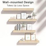 POPRHINO Fireplace Mantel Shelve, Solid Wood Baked Finish Wall-Mounted Floating Shelf for Over Fireplace, Handcrafted Floating Fireplace Mantels with Wooden Bracket, 80 x 8 x 6 Inches, Natural POPRHINO