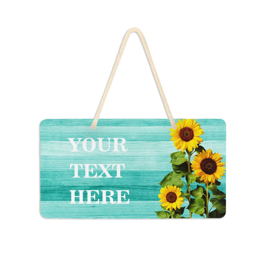 Custom Teal Sunflowers Wood Welcome Sign Front Door Decor Personalized 6 X 11 inch Home Sign Home Decoration Customized Hanging Door Sign Farmhouse Decorations for Home Supermarkets - WoodArtSupply