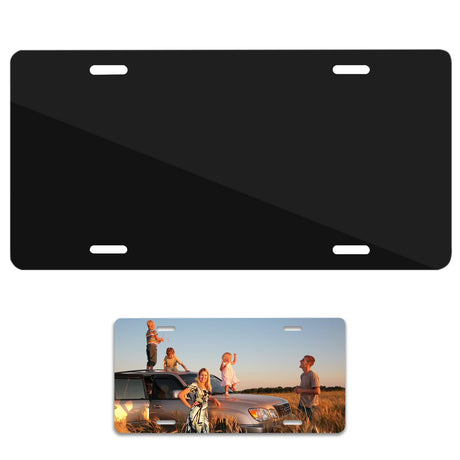 Sublimation License Plate Blanks for Custom Design Work,Heat Thermal Transfer Sheet DIY Picture Sublimation Blank,Metal Aluminum Automotive License Plate Plates Tag(0.45mm) (Black) heqxwl