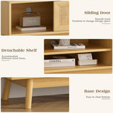 SYESWAY 46.8" Rattan TV Stand Boho TV Stand for up to 55 inches TV Entertainment Center with Natural Rattan Door Mid Century Modern TV Console for Living Room,Bedroom SYESWAY