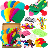 WATINC 12Pcs Hand Puppet Making Kit for Kids Art Craft Felt Sock Puppet Toys Creative DIY Make Your Own Puppets Pompoms Storytelling Role Play Party Supplies for Girls Boys WATINC