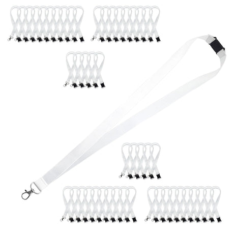 YOUKE OLA 50 Pack Sublimation Lanyards Blank Bulk White Sublimation Lanyards with Detachable Buckles Neck Lanyards Heat Transfer Lanyard for ID Badge Holder Keychain as Christmas Gifts YOUKE OLA