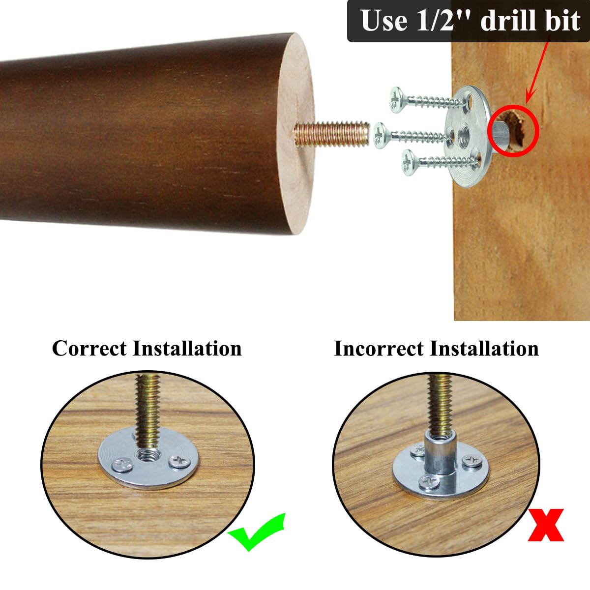 AORYVIC Furniture Legs Wood Sofa Legs Replacement Legs for Cabinet Vanity Couch Chair Dresser Pack of 4 (6 inch) AORYVIC