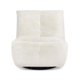Jennifer Taylor Home Rearden 35.5" Swivel Glider Manual Recliner Armless Large Oversized Lounge Gaming Chair, Pearl White Short Faux Fur Jennifer Taylor Home