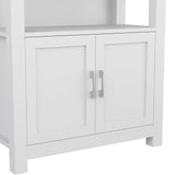 Martha Stewart Hutton Four Tier Shaker Bookcase with Storage Cabinet in Gray with Brushed Nickel Hardware Martha Stewart