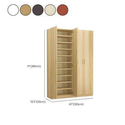 LITFAD Modern Shoe Storage Cabinet Solid Wood Shoe Rack with Doors and Shelves Large Capacity Moisture-Proof Shoe Cabinet - White 47.2" L x 12.6" W x