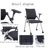 Buokaiw Foldable Office Chair,Folding Office Chair with Wheels, Leather Conference Training Chairs,Portable Padded Office Chairs. Backrest Bouncy,for Home Office Conference Gaming.Black(1 Pcs) Buokaiw