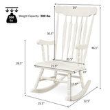 Giantex Outdoor Wood Rocking Chair - Patio Rocking Chair with Solid Rubber Wood Frame, Slat Back, Outside & Indoor Rocker for Garden, Poolside, Balcony, Backyard, Lawn, Front Porch Rocker, White Giantex