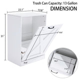 Zedesey 13 Gallon Wooden Tilt Out Trash Cabinet Hidden Trash Can Kitchen Recycling Cabinet Laundry Cabinet for Kitchen, Living Room (White) Zedesey