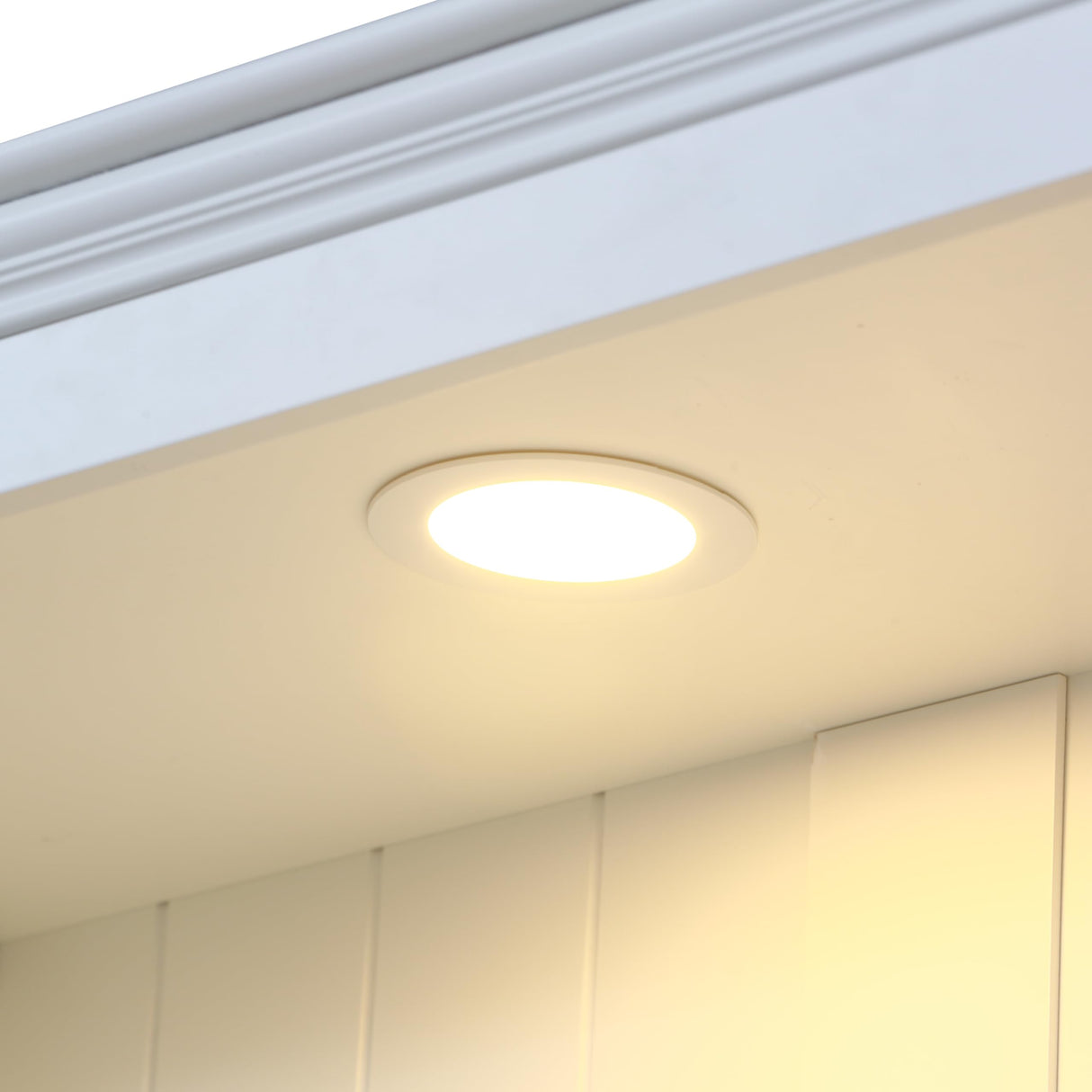 78.75'' Display Shelves,Display Cabinet with Adjustable LED Ceiling Light, Retro-Style Bookcases with Tempered Glass Shelves for Living Room, Home, Office, Studio or Workspace, White THINK 30