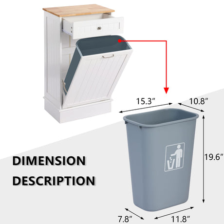 LOUVIXA Tilt Out Trash Bin Cabinet Dog Proof Trash Can Holder Kitchen Island with Garbage Bin or Tilt Out Laundry Hamper (White) LOUVIXA