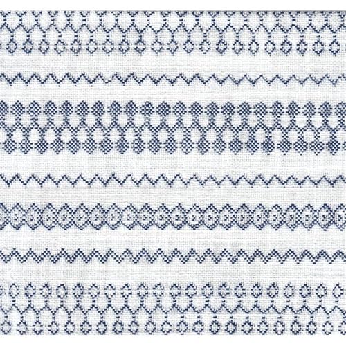 HomePop Velvet Swoop Arm Accent Chair, Blue and White farmhouse stripe HomePop