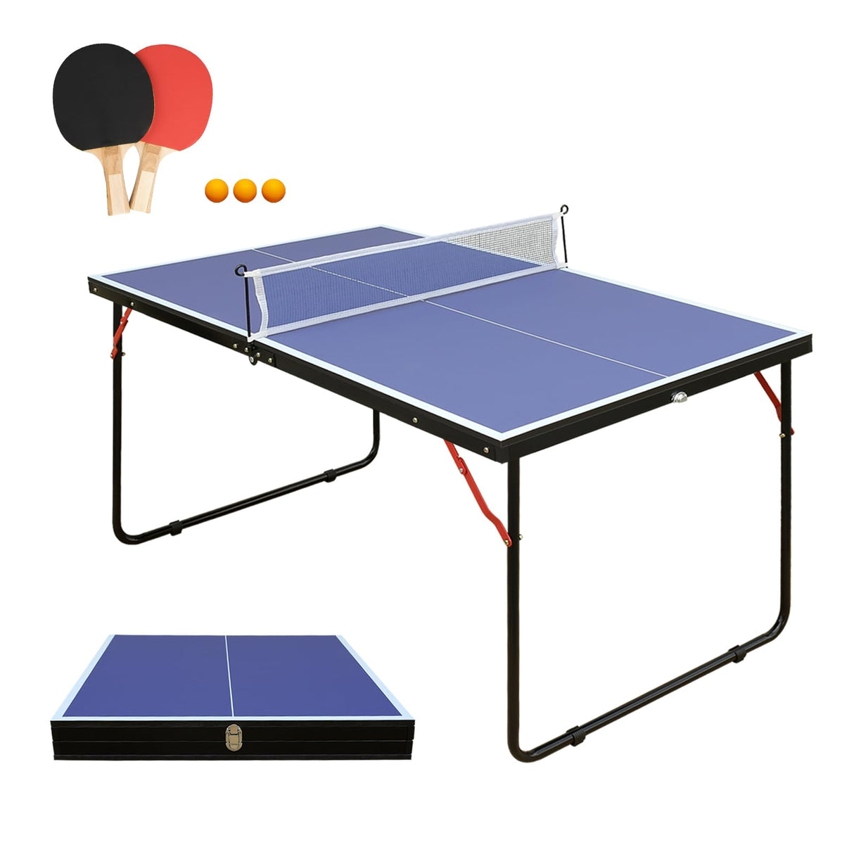Generic Ping Pong Table Foldable & Portable Table Tennis Table Set for Indoor & Outdoor Games with Net, 2 Paddles and 3 Balls Generic