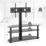 TAVR Furniture Swivel Floor TV Stand with Table for 32-70 Inch TVs, Universal Height Adjustable TV Floor Stand with Large Storage Shelves, Strong Corner TV Stand Mount Holds up to 88lbs, Black TAVR Furniture