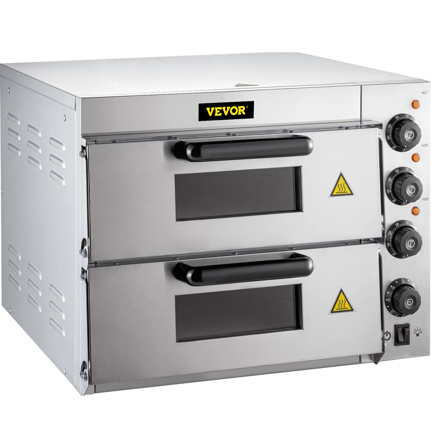 Commercial Pizza Oven Countertop 14" Double Deck Layer 110V 1800W Stainless Steel, Silver