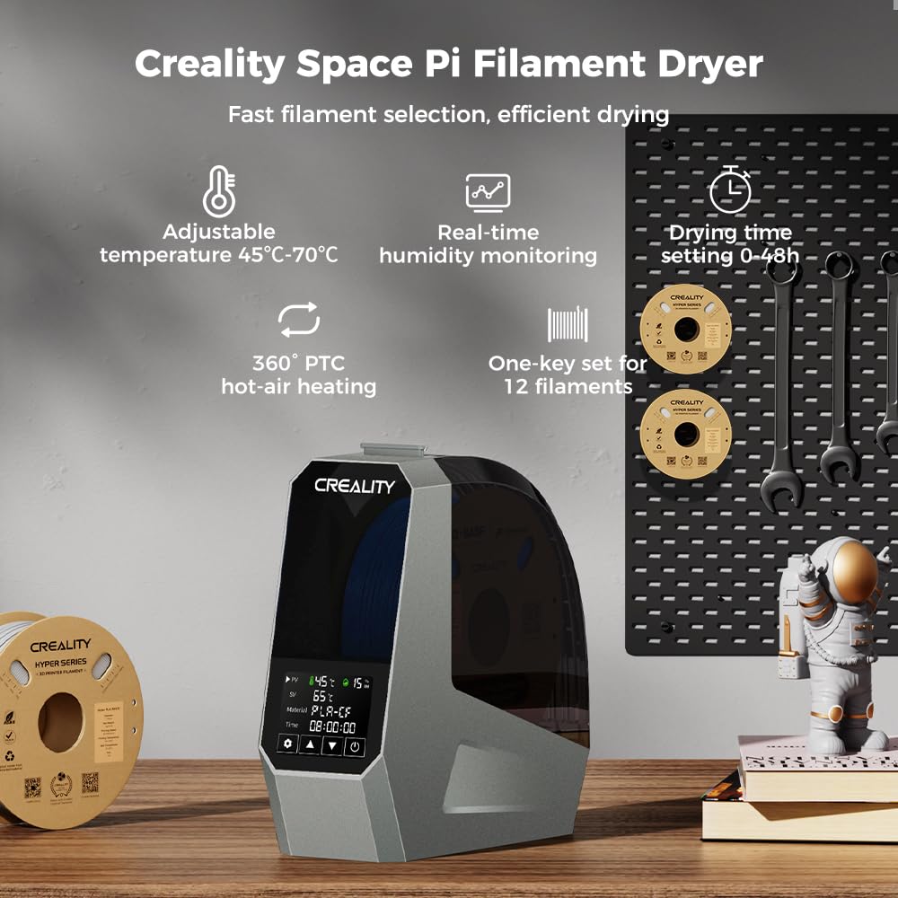 Official Creality Space Pi Filament Dryer, Compatible with 1.75mm/2.85mm PLA PETG ABS Material, Filament Dehydrator, Spool Holder - WoodArtSupply