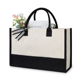 TOPDesign Classic White & Black Cotton Canvas Tote Bag, DIY Your Creativ Designs (Blank) TOPDesign