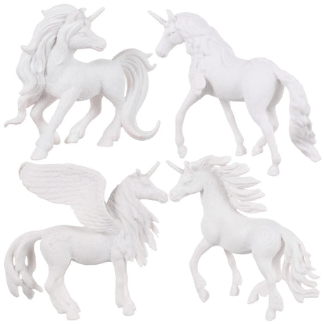 Zerodeko 4pcs DIY Painting Unicorn Toys, Unicorn Arts and Crafts Painting kit Paintable Unicorn Figurines Unicorn Coloring Kits Art Craft Toys for Kids (White) Zerodeko